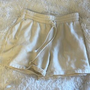Aritzia TNA cozy white sweat shorts